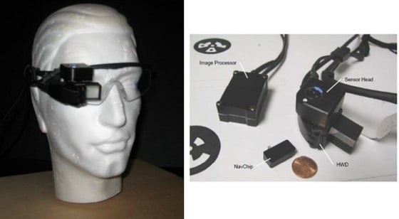 NASA's prototype of "augmented reality" glasses that would let pilots see through foggy conditions.