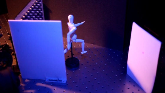 The mannequin, shown here, is not in the camera's line of sight.