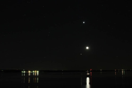 Skywatcher Michael Linneer sent this picture and writes: "I took this ... from Denison Dam, overlooking Lake Texoma near Cartwright, Okla. Canon Rebel T3, 28mm lens, ISO 1600, f8.0 for 20 seconds."
