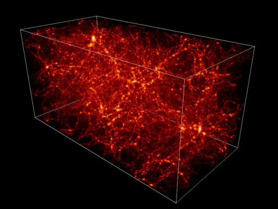 The supposed distribution of dark matter throughout the universe.