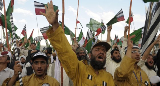 Protesters with the Defense Council of Pakistan demonstrated in Quetta against reopening NATO supply lines into Afghanistan.