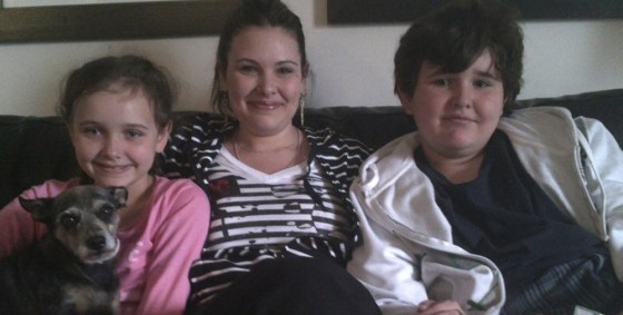 Image: Emily Cablek and her children, Abby and Dominic Maryk are pictured in this undated handout photo