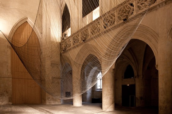 Berlin-based artist David Letellier pays homage to the age-old engineering trick with Caten, a kinetic sound installation in a 14th-century cathedral in Caen, France.