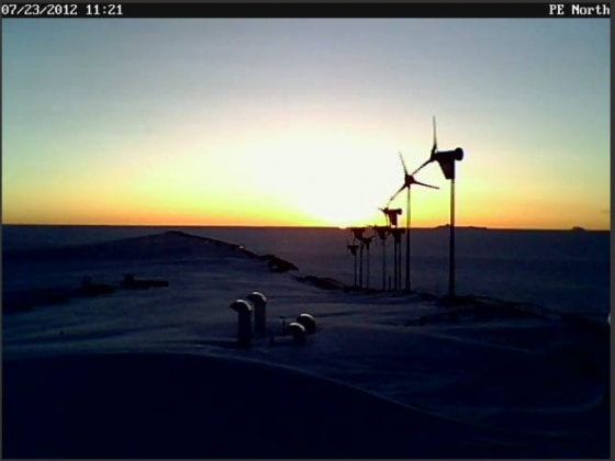 A long-awaited dawn: This sunlight was captured by webcam at Princess Elisabeth station on July 23.