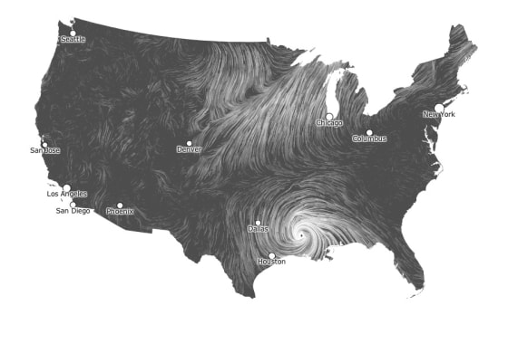 Two data-visualization experts made this map, showing Isaac's winds near New Orleans on Thursday. Thicker lines indicate stronger winds.