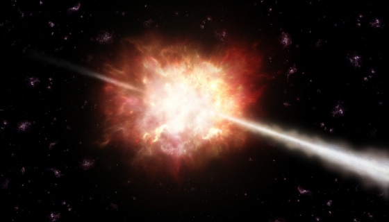 An artist’s impression of a gamma ray burst.