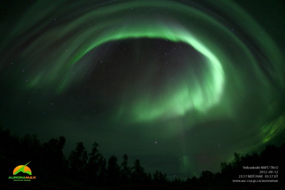 AuroraMAX observatory took this image of an auroral display over Yellowknife, Canada, on Sept. 12.