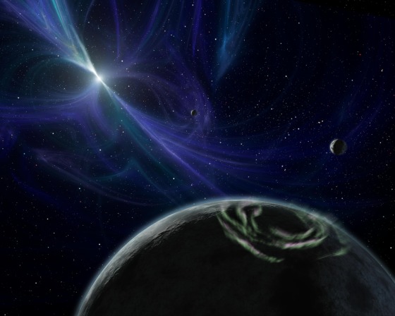 Image: Artist's impression shows planetary system around pulsar PSR B1257+12