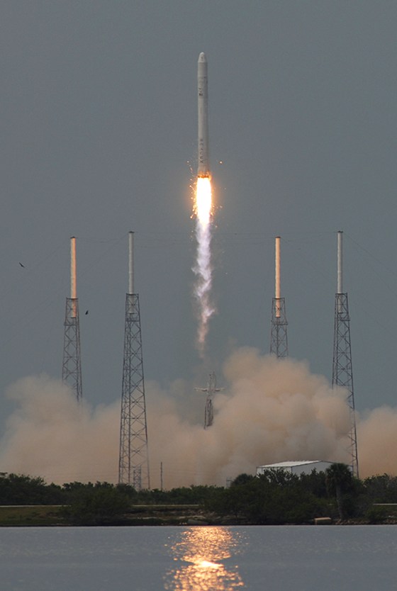 Launch photographer Ben Cooper captured this photo of the SpaceX Falcon 9 rocket making its maiden flight June 4, 2010 from Cape Canaveral, Fla.