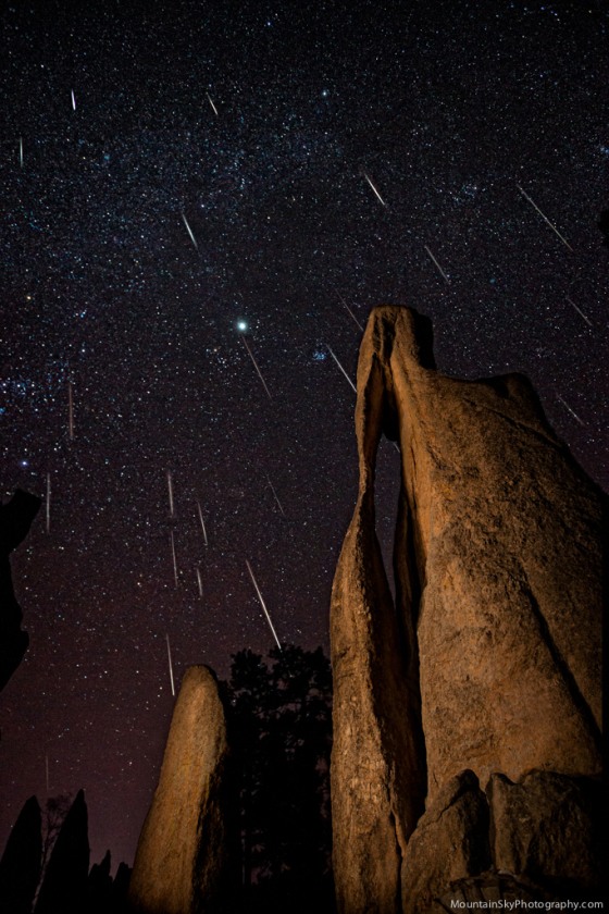 Space.com reader Jason J. Hatfield sent in a photo of the Geminids meteor shower over Needle's Eye in Custer State Park, S.D., taken in December. Another memorable display, the Ursides, will peak during the morning hours on Saturday.