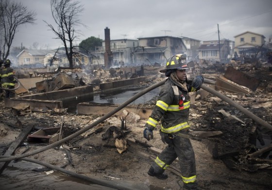 Image: Over 50 homes destroyed in a fire during Hurricane Sandy are viewed October 30, 2012 in the Breezy Point neighborhood of the Queens borough of New York City.