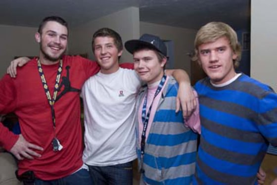 From left, Morgan Glissmeyer, 17, Spenser Dauwalder, 18, Trevor Tolbert, 17, and Gage Christensen, 17, got into trouble when they tried to rap their order at a McDonald's.