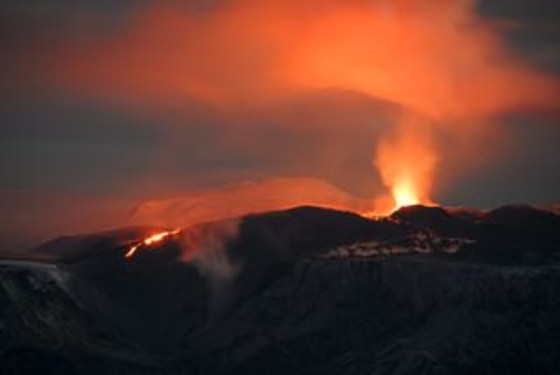 This photo was taken during first phase of the Eyjafjallajokull volcano eruption in late March.