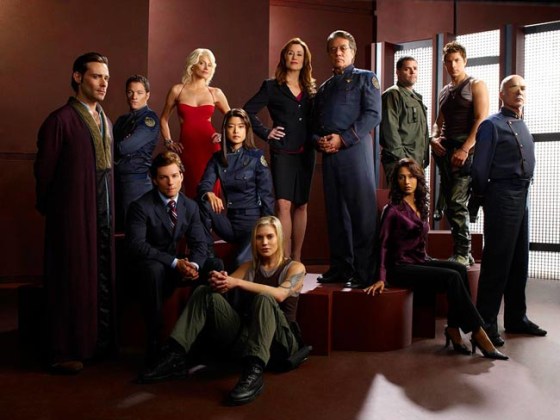 The cast of TV's 'Battlestar Galactica' on the SciFi Channel. Credit: SciFi Channel.