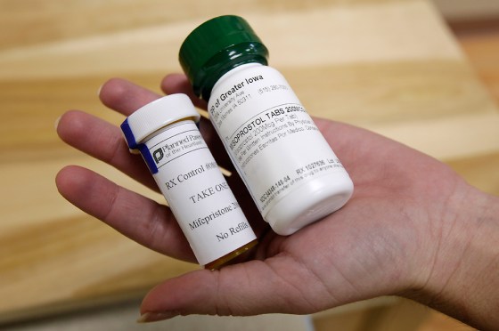 Bottles of the abortion-inducing drug RU-486 in Des Moines, Iowa which Planned Parenthood of the Heartland clinic doctors can remotely prescribe using a telemedicine terminal.