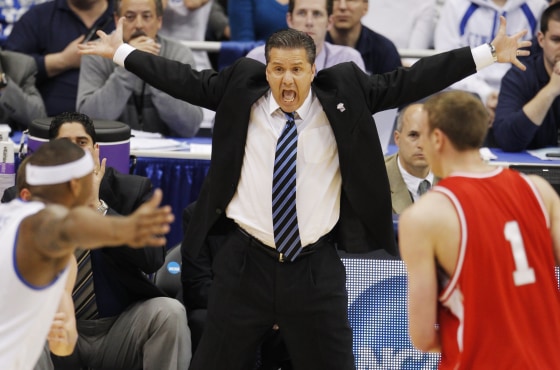 Image: Kentucky's head coach Calipari directs his team from the sidelines against Cornell during the first half of their NCAA East Regional college basketball game in Syracuse