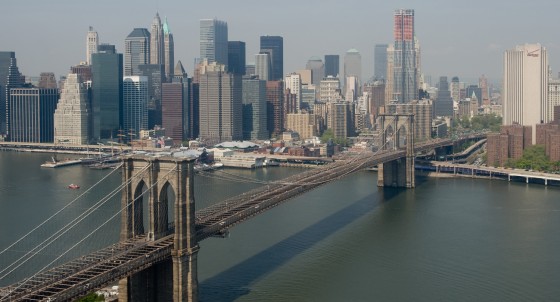 The Brooklyn Bridge, lower Manhattan and
