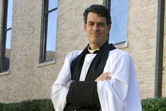 Image: Adam Greene outside Benitez Chapel in Texas