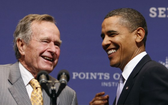 Image: U.S. President Barack Obama and former President George H.W. Bush