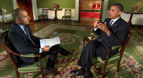President Barack Obama talks to TODAY's Matt Lauer in the Green Room of the White House.