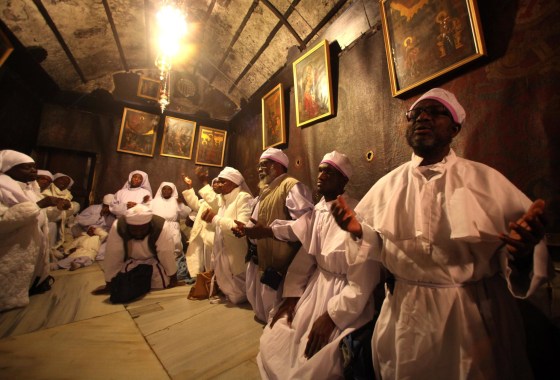 Image: Christmas eve prayers in Churchof the Nativity in Bethlehem