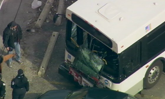 Police investigate a shooting Tuesday that apparently caused a Chicago Transit Authority bus to crash in Englewood.