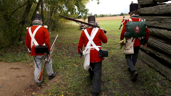 Image: War of 1812 re-enactors in Dunvegan, Ontario, last month.