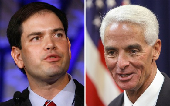 Former state House Speaker Marco Rubio, left, was once considered a long shot against Governor Charlie Crist, right, who has widespread name recognition and a significant fundraising lead.