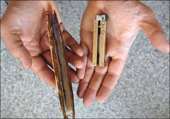Donna Coveney, MIT | Borrowing From Mother Nature
The RoboClam (right) is smaller than the razor clam (left) that inspired it, but 36 times more powerful.
