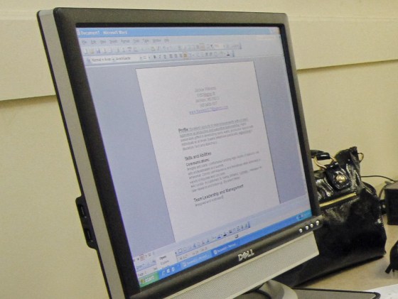 Image: Resume on computer