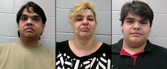 Nicholas Davis, left, Barbara Davis, and Jonathan Stevens have been charged with felony endangering the welfare of a dependent person, authorities say.