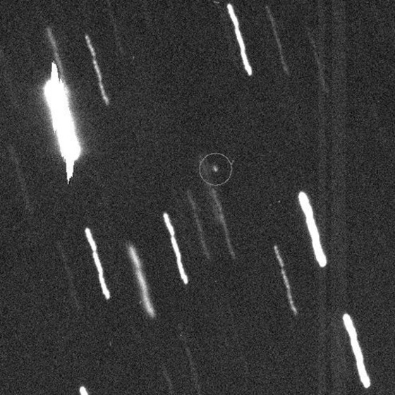 UH/IA | Keep Tabs on This One
Upon its discovery in 2004, Apophis (circled here) was briefly estimated to have a 2.7 percent chance of impacting the Earth in 2029. Additional measurements later showed there was no impact risk at that time. Now astronomers predict the chance of an impact with Apophis in 20 years is about 1 in 45,000 -- but the asteroid will be back. Analysis of the asteroid's orbit show it will return to Earth seven years later.