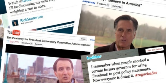 A composite image of various 2012 presidential hopefuls and their online activity.