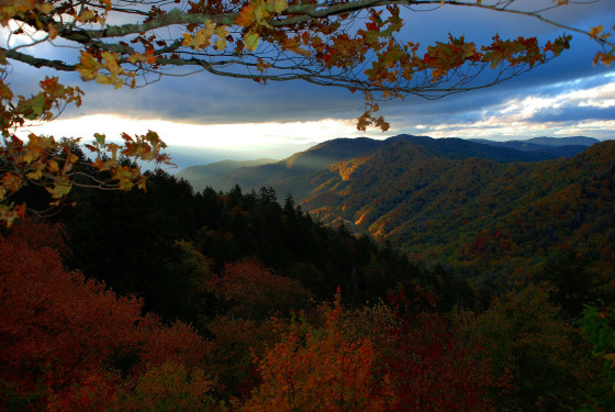 Sunrise at Newfound Gap in The Great Smokie Mountains.