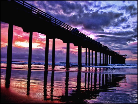 Scripps Pier at dusk, La Jolla, CA