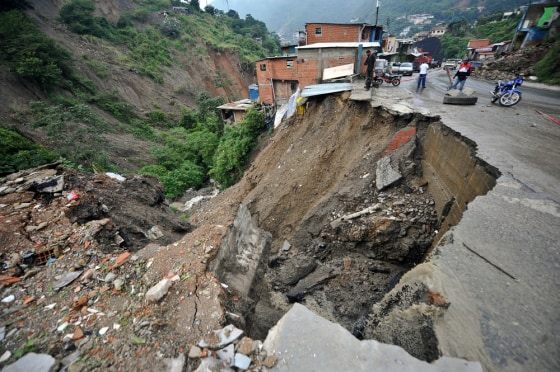 Image: View of a damaged street after a landsli