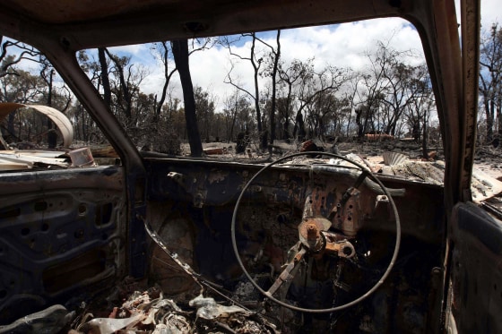 This vehicle and the property it sits on were destroyed by wildfire near Toodyay in western Australia.