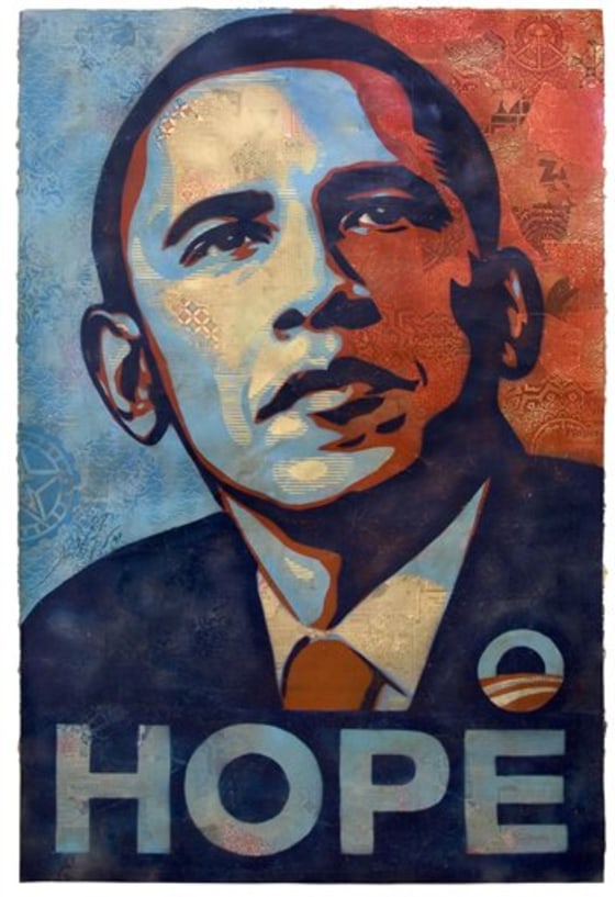 Obama's 'Hope' portrait goes to gallery