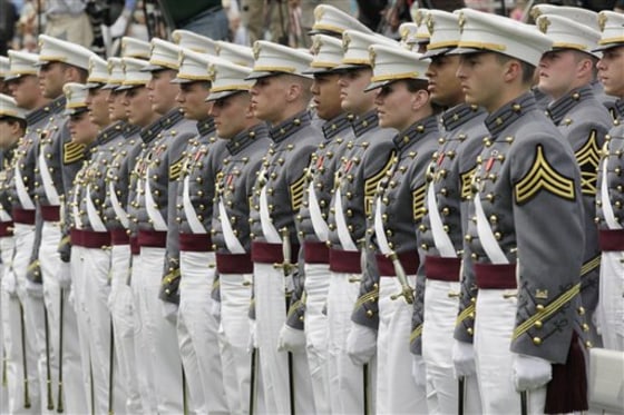 Cadets stand as President Barack Obama congratulates graduates of the U.S. Military Academy in West Point, N.Y., on Saturday.