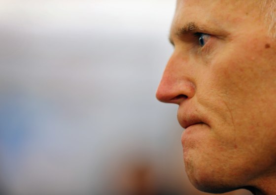 Florida Governor Rick Scott visited U.S. Gas & Electric company headquarters to highlight their creation of 32 jobs in recent months and its commitment to creating more in the next year on November 29, 2012 in Miami, Florida (Photo by Joe Raedle...