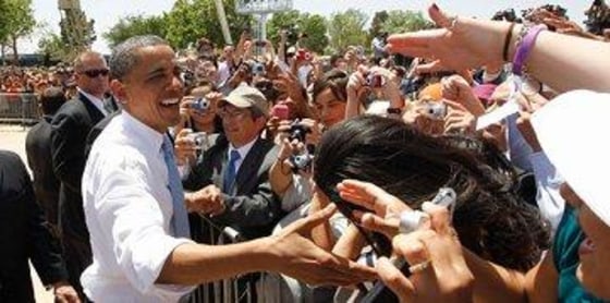 Obama greets supporters after speaking on immigration policy in El Paso last year.