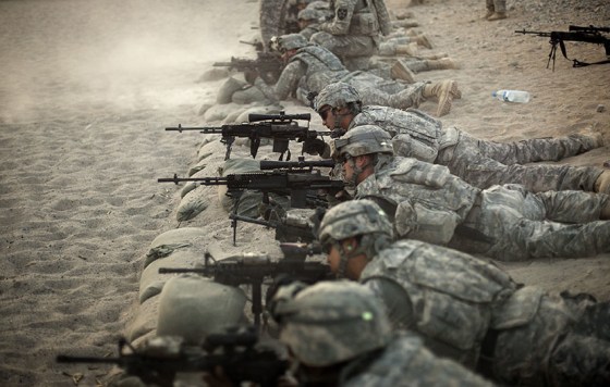 U.S. soldiers from the 5th. Striker Brigades training session at a military base in Kandahar, Afghanistan. (Photo by Emilio Morenatti/AP)