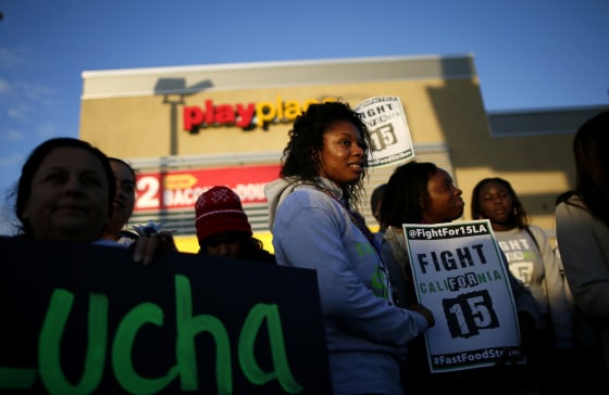 Protesters gather outside McDonald's in Los Angeles, Cali. on Dec. 5, 2013.