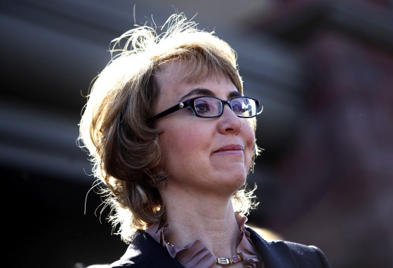 Former Rep. Gabby Giffords attends a news conference outside Safeway grocery store where they asked Congress to provide stricter gun control in the United States, March 6, 2013 in Tucson, Ariz.