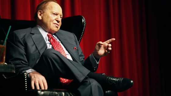 Las Vegas Sands Corporation Chairman Sheldon Adelson speaks to students at the University of Las Vegas, Nevada in Las Vegas, April 26, 2012.