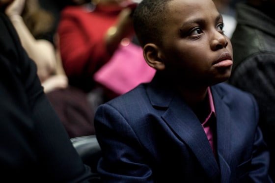 Kwasy Ahama sits before a performance of his plays at the Stella Adler Studio for Acting in New York City on March 26, 2014.