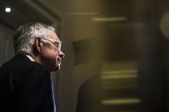 Senate Minority Leader Harry Reid (D-NV) speaks to reporters at the Capitol on Oct. 28, 2015 in Washington, D.C. (Photo by Gabriella Demczuk/Getty)