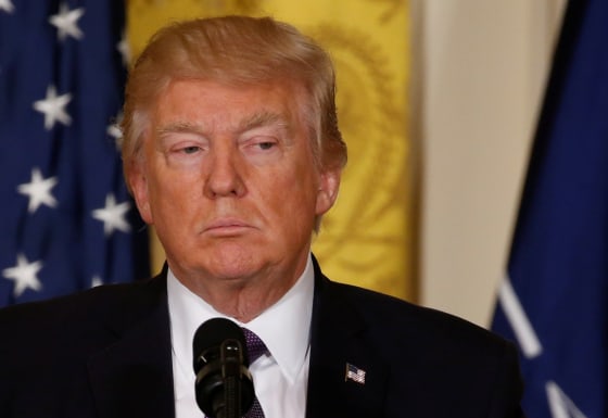 Image: U.S.  President Trump listens during joint news conference with NATO Secretary General Stoltenberg at the White House in Washington