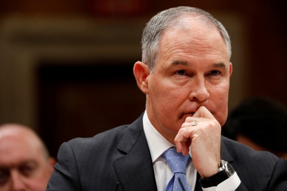 Image: FILE PHOTO: EPA Administrator Pruitt testifies before a Senate Appropriations Subcommittee on Capitol Hill in Washington