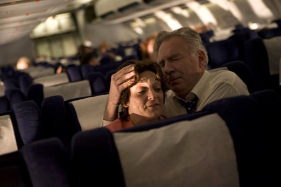 Becky London and Tom O'Rourke play terrified passengers in a hijacked airplane in "United 93."